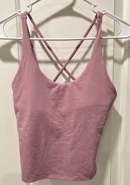 Montiel Activewear Pink Criss Cross Back Athletic Yoga Tank Top M (8-10)
